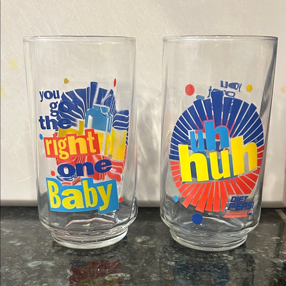 Vgt. Diet Pepsi Retro Glass Set 90’s. You Got the Right one Baby.
